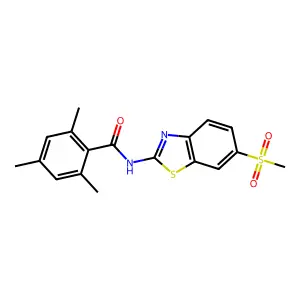 2,4,6-trimethyl-N-(6-methylsulfonyl-1,3-benzothiazol-2-yl)benzamide structure