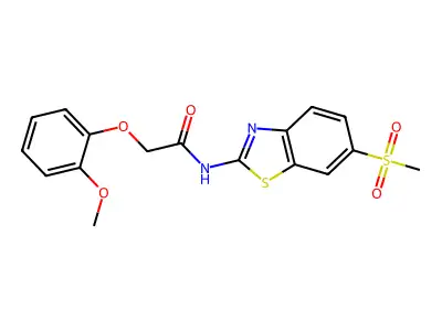 N-(6-methanesulfonyl-1,3-benzothiazol-2-yl)-2-(2-methoxyphenoxy)acetamide structure