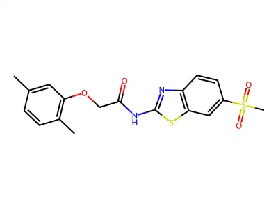 2-(2,5-dimethylphenoxy)-N-[6-(methylsulfonyl)benzothiazol-2-yl]acetamide structure