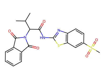 2-(1,3-dioxo-1,3-dihydro-2H-isoindol-2-yl)-3-methyl-N-[6-(methylsulfonyl)-1,3-benzothiazol-2-yl]butanamide structure