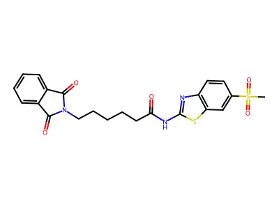 6-(1,3-dioxo-1,3-dihydro-2H-isoindol-2-yl)-N-[6-(methylsulfonyl)-1,3-benzothiazol-2-yl]hexanamide structure
