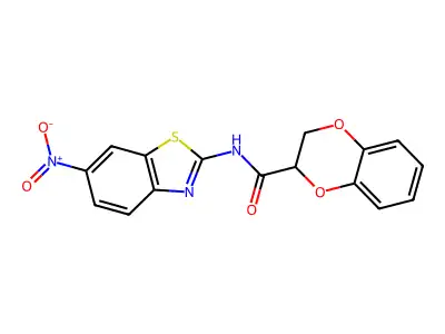 N-(6-nitrobenzo[d]thiazol-2-yl)-2,3-dihydrobenzo[b][1,4]dioxine-2-carboxamide structure