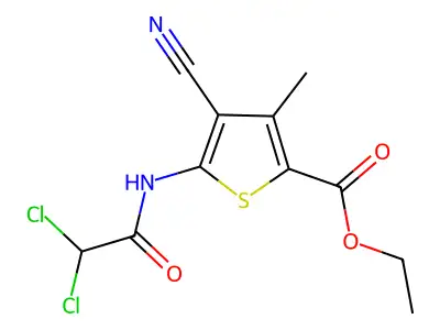 Ethyl 4-cyano-5-[(2,2-dichloroacetyl)amino]-3-methyl-2-thiophenecarboxylate structure