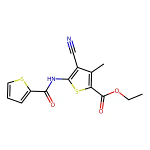 Ethyl 4-cyano-3-methyl-5-(2-thienylcarbonylamino)thiophene-2-carboxylate structure
