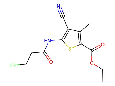 Ethyl 5-[(3-chloropropanoyl)amino]-4-cyano-3-methylthiophene-2-carboxylate structure