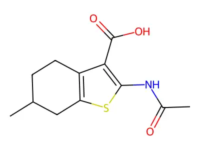 2-Acetamido-6-methyl-4,5,6,7-tetrahydro-1-benzothiophene-3-carboxylic acid structure