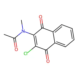 N-(3-chloro-1,4-dioxo-1,4-dihydronaphthalen-2-yl)-N-methylacetamide structure