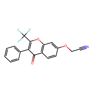 2-((4-oxo-3-phenyl-2-(trifluoromethyl)-4H-chromen-7-yl)oxy)acetonitrile structure