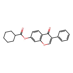 4-oxo-3-phenyl-4H-chromen-7-yl cyclohexanecarboxylate structure