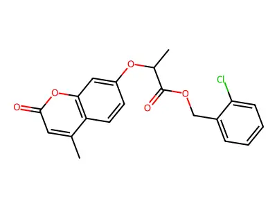 (2-Chlorophenyl)methyl 2-(4-methyl-2-oxochromen-7-yloxy)propanoate structure