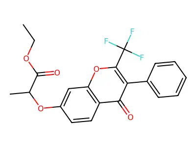 Ethyl 2-[4-oxo-3-phenyl-2-(trifluoromethyl)chromen-7-yl]oxypropanoate structure