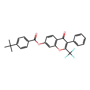 4-oxo-3-phenyl-2-(trifluoromethyl)-4H-chromen-7-yl 4-tert-butylbenzoate structure