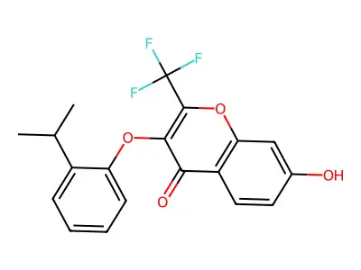 7-Hydroxy-3-[2-(methylethyl)phenoxy]-2-(trifluoromethyl)chromen-4-one structure