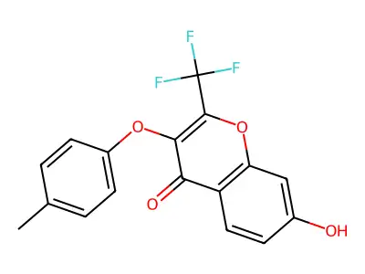 7-Hydroxy-3-(4-methylphenoxy)-2-(trifluoromethyl)chromen-4-one structure