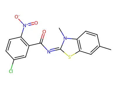 (E)-5-chloro-N-(3,6-dimethylbenzo[d]thiazol-2(3H)-ylidene)-2-nitrobenzamide structure