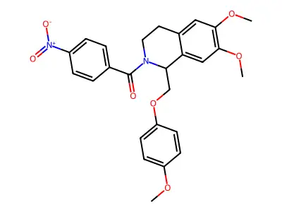 6,7-dimethoxy-1-[(4-methoxyphenoxy)methyl]-2-(4-nitrobenzoyl)-1,2,3,4-tetrahydroisoquinoline structure