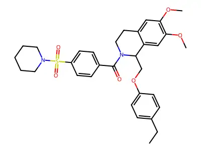 1-[(4-ethylphenoxy)methyl]-6,7-dimethoxy-2-[4-(piperidine-1-sulfonyl)benzoyl]-1,2,3,4-tetrahydroisoquinoline structure