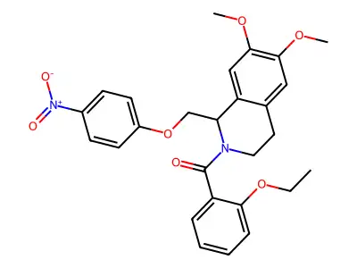 (6,7-dimethoxy-1-((4-nitrophenoxy)methyl)-3,4-dihydroisoquinolin-2(1H)-yl)(2-ethoxyphenyl)methanone structure