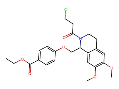 ethyl 4-{[2-(3-chloropropanoyl)-6,7-dimethoxy-1,2,3,4-tetrahydroisoquinolin-1-yl]methoxy}benzoate structure