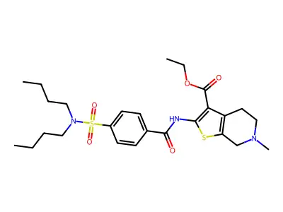 ethyl 2-[4-(dibutylsulfamoyl)benzamido]-6-methyl-4H,5H,6H,7H-thieno[2,3-c]pyridine-3-carboxylate structure