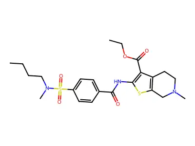 ethyl 2-(4-(N-butyl-N-methylsulfamoyl)benzamido)-6-methyl-4,5,6,7-tetrahydrothieno[2,3-c]pyridine-3-carboxylate structure
