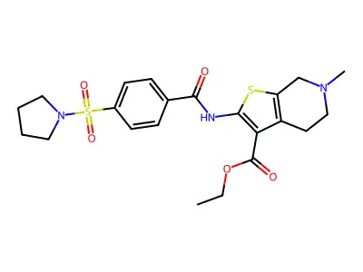 ethyl 6-methyl-2-(4-(pyrrolidin-1-ylsulfonyl)benzamido)-4,5,6,7-tetrahydrothieno[2,3-c]pyridine-3-carboxylate structure