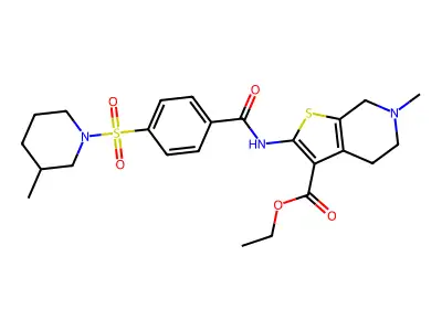 ethyl 6-methyl-2-(4-((3-methylpiperidin-1-yl)sulfonyl)benzamido)-4,5,6,7-tetrahydrothieno[2,3-c]pyridine-3-carboxylate structure