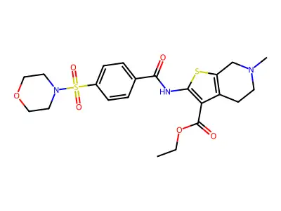 ethyl 6-methyl-2-[4-(morpholine-4-sulfonyl)benzamido]-4H,5H,6H,7H-thieno[2,3-c]pyridine-3-carboxylate structure