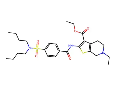 ethyl 2-[4-(dibutylsulfamoyl)benzamido]-6-ethyl-4H,5H,6H,7H-thieno[2,3-c]pyridine-3-carboxylate structure