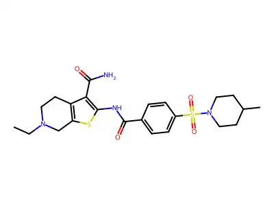 6-ethyl-2-{4-[(4-methylpiperidin-1-yl)sulfonyl]benzamido}-4H,5H,6H,7H-thieno[2,3-c]pyridine-3-carboxamide structure