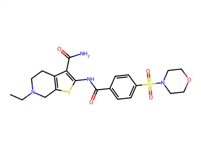 6-ethyl-2-[(4-morpholin-4-ylsulfonylbenzoyl)amino]-5,7-dihydro-4H-thieno[2,3-c]pyridine-3-carboxamide structure