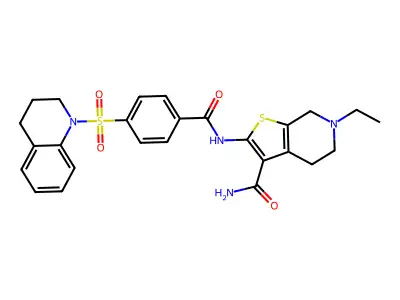 2-(4-((3,4-dihydroquinolin-1(2H)-yl)sulfonyl)benzamido)-6-ethyl-4,5,6,7-tetrahydrothieno[2,3-c]pyridine-3-carboxamide structure