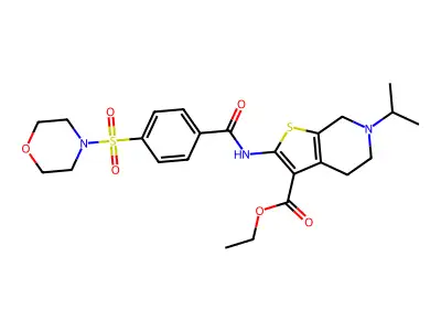 ethyl 2-[4-(morpholine-4-sulfonyl)benzamido]-6-(propan-2-yl)-4H,5H,6H,7H-thieno[2,3-c]pyridine-3-carboxylate structure