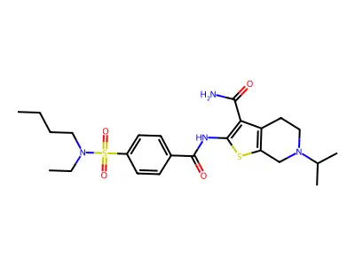 2-{4-[butyl(ethyl)sulfamoyl]benzamido}-6-(propan-2-yl)-4H,5H,6H,7H-thieno[2,3-c]pyridine-3-carboxamide structure