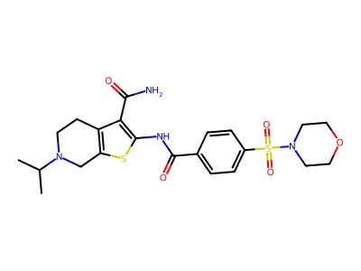 2-[(4-morpholin-4-ylsulfonylbenzoyl)amino]-6-propan-2-yl-5,7-dihydro-4H-thieno[2,3-c]pyridine-3-carboxamide structure