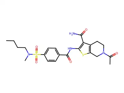 6-acetyl-2-(4-(N-butyl-N-methylsulfamoyl)benzamido)-4,5,6,7-tetrahydrothieno[2,3-c]pyridine-3-carboxamide structure