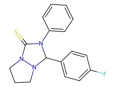 1-(4-fluorophenyl)-2-phenyl-1,5,6,7-tetrahydropyrazolo[1,2-a][1,2,4]triazole-3-thione structure