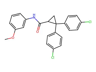 2,2-bis(4-chlorophenyl)-N-(3-methoxyphenyl)cyclopropane-1-carboxamide structure