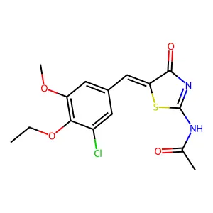 N-[(5Z)-5-[(3-chloro-4-ethoxy-5-methoxyphenyl)methylidene]-4-oxo-1,3-thiazol-2-yl]acetamide structure