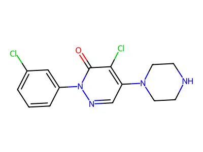 4-chloro-2-(3-chlorophenyl)-5-piperazino-3(2H)-pyridazinone structure