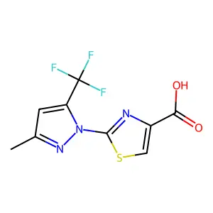 2-[3-methyl-5-(trifluoromethyl)-1H-pyrazol-1-yl]-1,3-thiazole-4-carboxylic acid structure