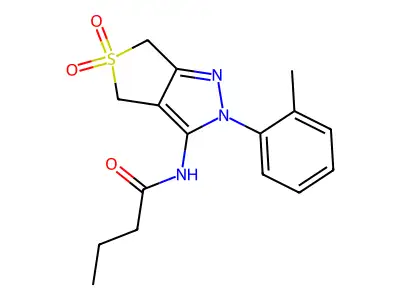 N-[2-(2-methylphenyl)-5,5-dioxo-4,6-dihydrothieno[3,4-c]pyrazol-3-yl]butanamide structure