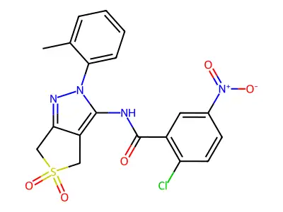 2-chloro-N-(5,5-dioxido-2-(o-tolyl)-4,6-dihydro-2H-thieno[3,4-c]pyrazol-3-yl)-5-nitrobenzamide structure
