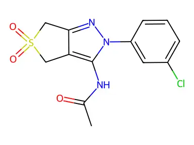 N-(2-(3-chlorophenyl)-5,5-dioxido-4,6-dihydro-2H-thieno[3,4-c]pyrazol-3-yl)acetamide structure