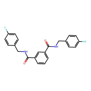 1-N,3-N-bis[(4-fluorophenyl)methyl]benzene-1,3-dicarboxamide structure
