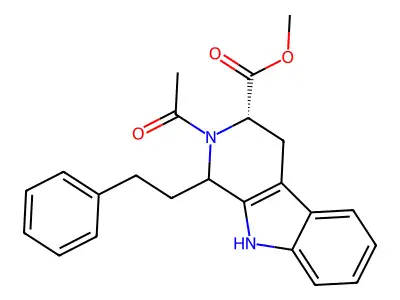 Methyl (3S)-2-acetyl-1-(2-phenylethyl)-1H,2H,3H,4H,9H-pyrido[3,4-b]indole-3-carboxylate structure