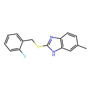 2-{[(2-fluorophenyl)methyl]sulfanyl}-5-methyl-1H-1,3-benzodiazole structure