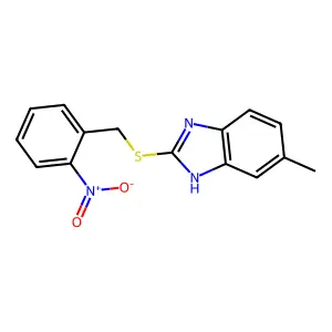 6-methyl-2-[(2-nitrophenyl)methylsulfanyl]-1H-benzimidazole structure