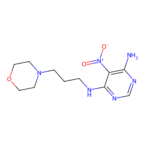 N4-(3-morpholinopropyl)-5-nitropyrimidine-4,6-diamine structure