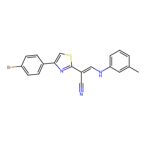 (2E)-2-[4-(4-bromophenyl)-1,3-thiazol-2-yl]-3-[(3-methylphenyl)amino]prop-2-enenitrile structure
